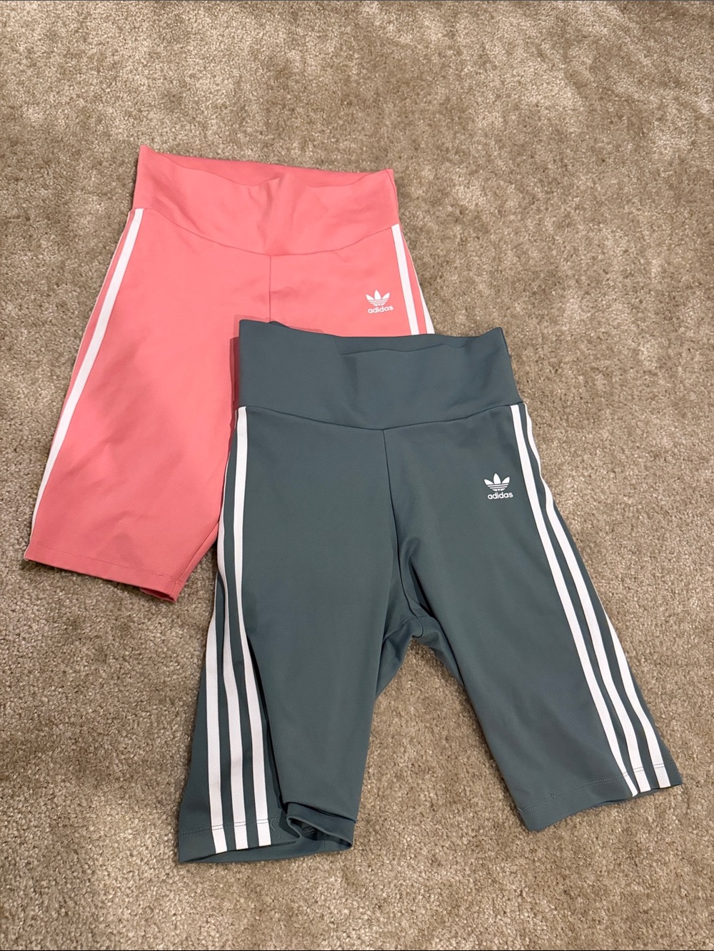 adidas 2-Pack Bike Shorts in Coral Pink & gray, size small for both